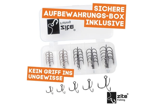 Zite Drillingshaken Set Gr. 2-10 aus Kohlenstoffstahl für Süß- & Salzwasser-Angeln, (30-St)