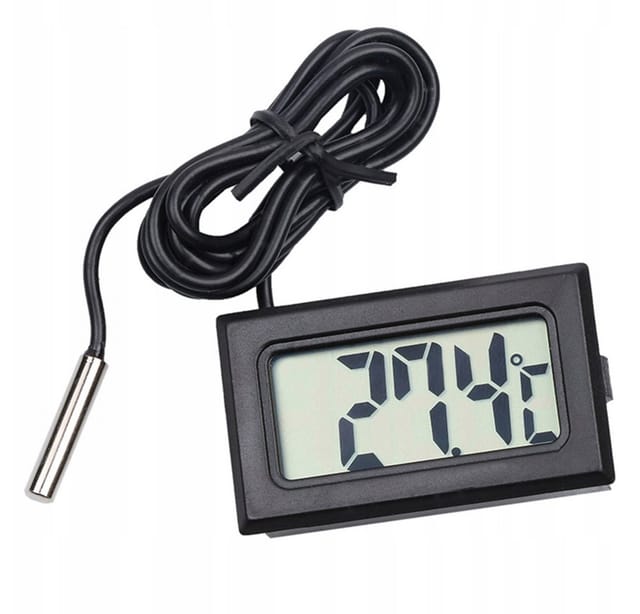VERK GROUP Raumthermometer Mini Digitales Thermometer LCD Temperaturanzeige mit Fühler 1m, 1-tlg., LCD-Display, 1 m Temperaturfühler