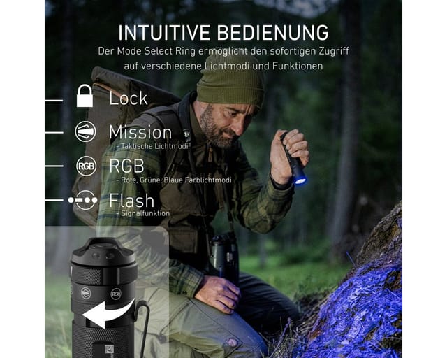 Ledlenser Taschenlampe TAC7R Outdoor Set, bis 3200 Lumen, 370m Leuchtweite, 30h Laufzeit, mit 9-tlg. Zubehör Set