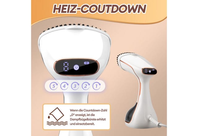 HS Onsing Dampfglätter 1780W Dampfbürste mit 320ML Wassertank Dampfleistung max. 25g/min, 1780 W, 3 Dampfstufen LED-Anzeige Heiz-Countdown-Anzeige für Zuhause Reise