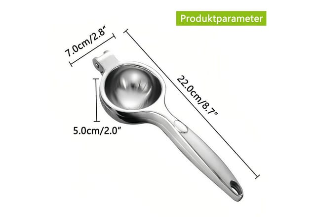 GLIESE POWER Entsafter Zitronenpresse aus Edelstahl – für Obst & Zitrusfrüchte, Manueller Entsafter, 22,5 cm, spülmaschinenfest, Saftausbeute