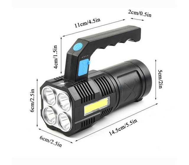 FANNOU LED Taschenlampe Tragbar USB Wiederaufladbar Handgerät, 1200mAh Outdoor-Scheinwerfer Arbeitsscheinwerfer