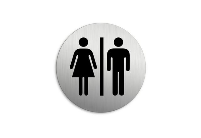 OFFORM DESIGN Hinweisschild WC Toilette Damen Herren Ø 75 mm Edelstahloptik selbstklebend, (1 St)