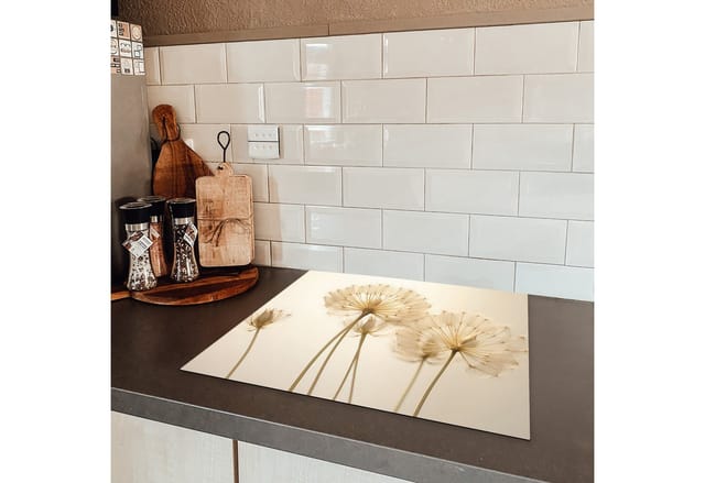 MuchoWow Herd-Abdeckplatte Sonnenlicht - Löwenzahn - Botanisch - Blumen, Vinyl, (1 tlg), Küche Herdabdeckplatte Ceranfeld Vinyl Einteilig, 59x52 cm
