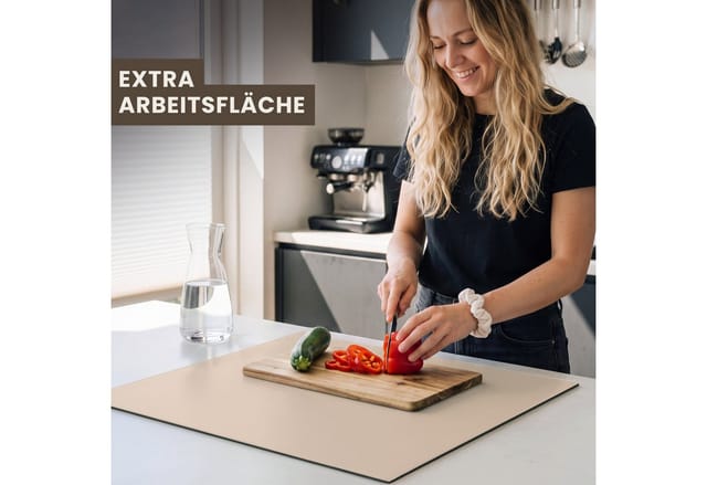 MuchoWow Herd-Abdeckplatte Beige - Farben - Unifarben, Vinyl, (1 tlg), Ceranfeldabdeckung Küche, Herdabdeckplatte Einteilig, 60x52 cm