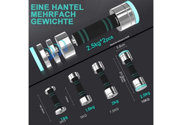 Dripex Hantel-Set Hantel-Set Stahl Kurzhanteln 2er 2,5kg, 5kg, 7,5kg, 10kg, 15kg, 25kg
