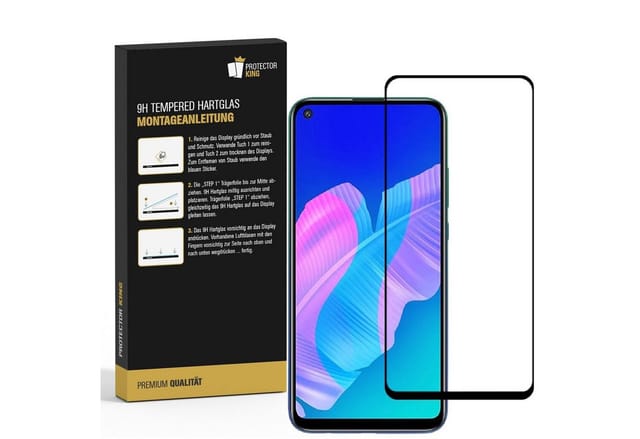 Protectorking Schutzfolie 3x 9H Panzerglas für Huawei P40 Lite E FULL COVER Displayschutz Schutz, (3-Stück), Displayschutzglas, Schutzglas Echtglas Tempered 9H Härte HD-KLAR