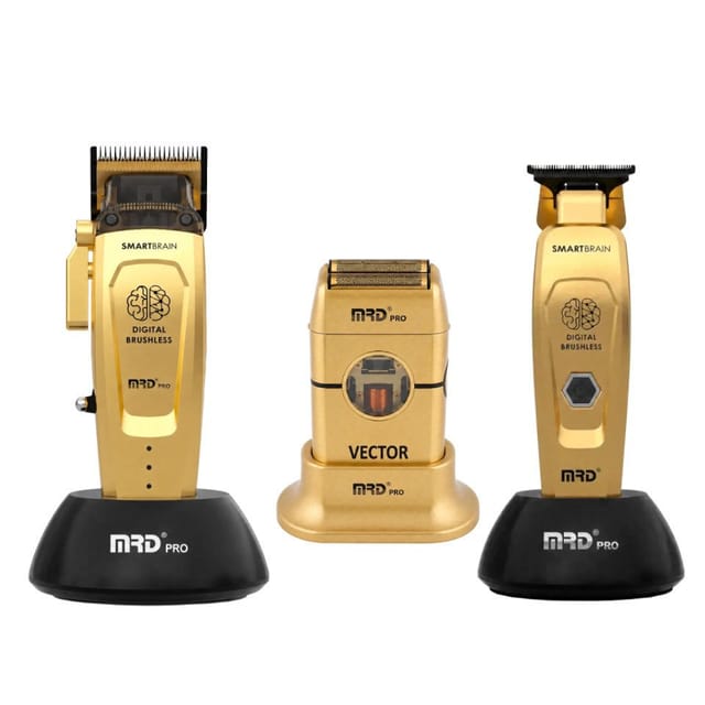 MRD PRO Haarschneider MRD 3er, 3-teilig: Haarschneider, Trimmer und Shaver inklusive Zubehör, Bürstenloser BLDC-/Vector-Motor