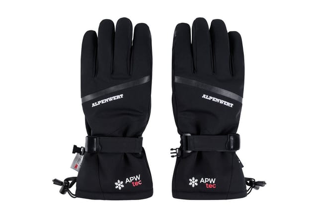 Alpenwert Skihandschuhe Unisex wasserdicht & warm, Touchscreen Winterhandschuhe Integrierte Handgelenkschlaufe & Nasenwischer am Daumen