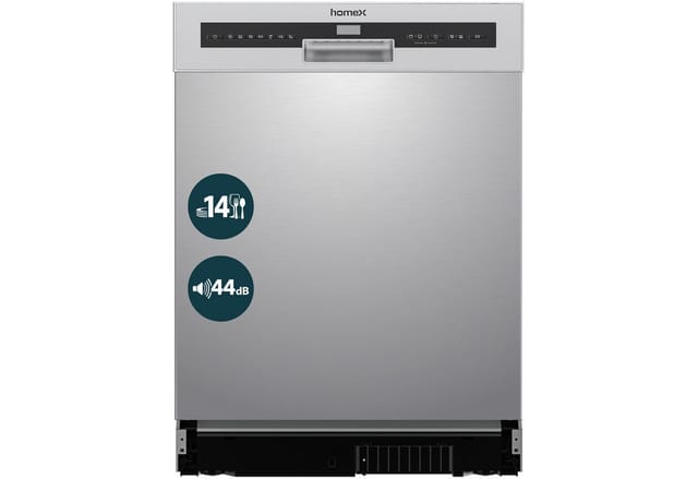 homeX Unterbaugeschirrspüler DWBU601444C, 10 l, 14 Maßgedecke, Spülmaschine 60cm unterbaufähig, 7 Programme, 14 Gedecke, AquaStop