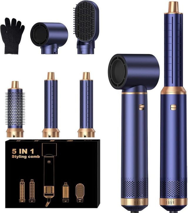 Topcony Multihaarstyler Warmluftbürste 5-in-1 Haarstyler & Haartrockner,Kein Hitzeschaden, zum Trocknen und Stylen mit Air Curler, Warmluftbürste