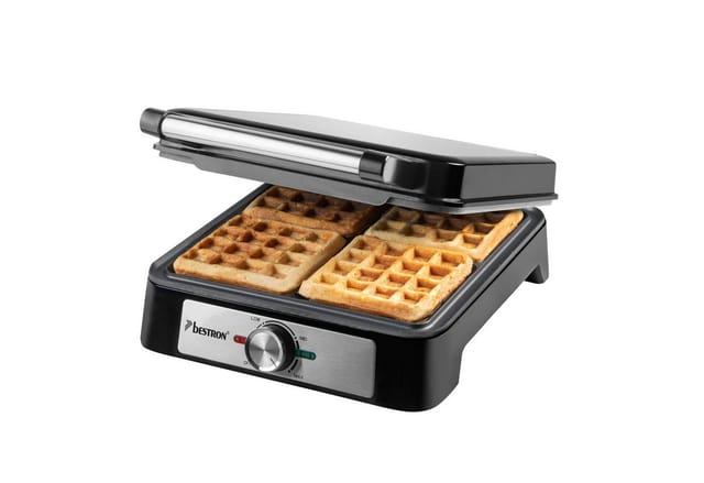 bestron Waffeleisen ASW1600S, 1600 W, 4 Waffeln pro Durchgang – einstellbares Thermostat