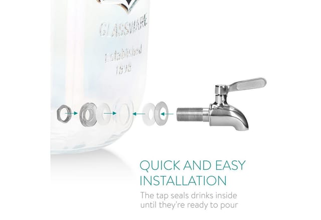 Navaris Getränkespender Navaris Getränkespender 5L Glas mit Zapfhahn, Regenbogeneffekt