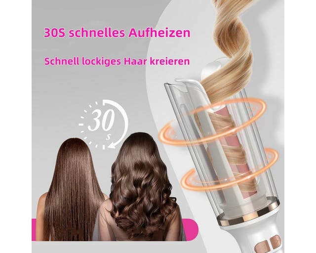 CkeyiN Lockenstab automatisch Lockendreher 25mm mit transparentem Hitzeschild, Keramik-Beschichtung, 30s schnell Erhitzen, mit Vier-Ecken-Magic-Grip-Design