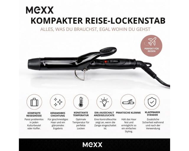 Mexx Lockenstab MEXX Mini Lockenwickler für Reisen