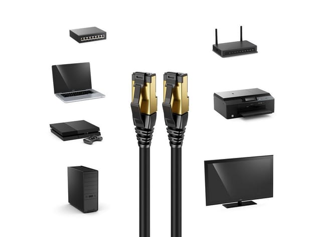 deleyCON deleyCON 1,5m CAT8.1 Patchkabel Netzwerkkabel RJ45 LAN DSL Kabel LAN-Kabel