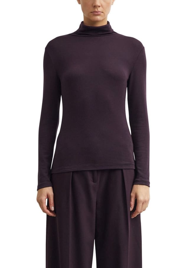 comma Rollkragenshirt unifarben mit Wolle und Stretch