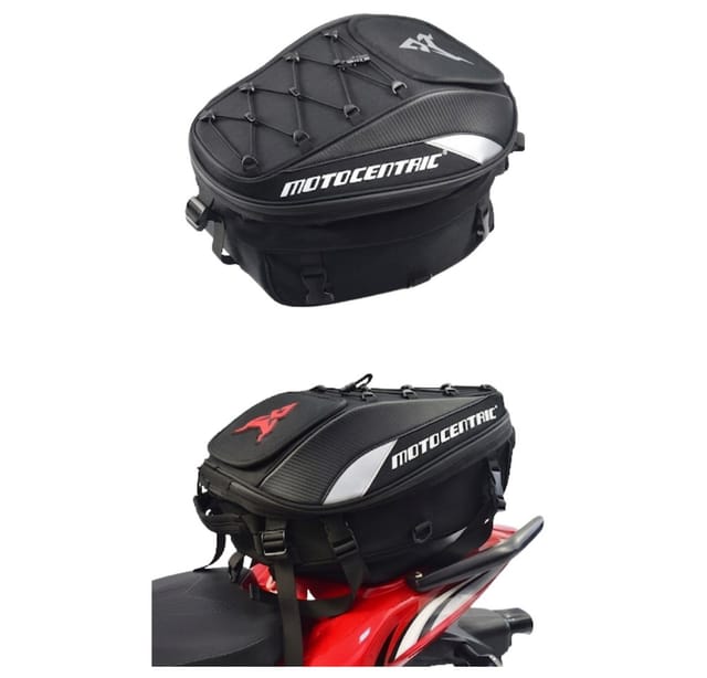 Athlix Satteltasche Motorrad-Hecktasche mit wasserdichter Regenhülle, Aerodynamische und formstabile Konstruktion, Gepolsterte Schultergurte