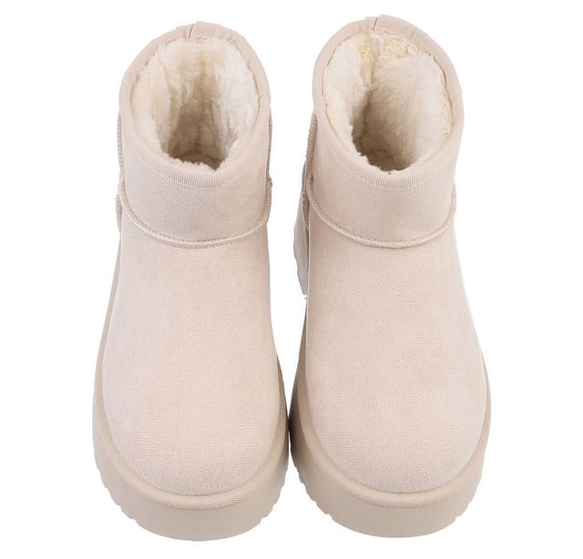 Ital-Design Plattform Ankle Boots für Damen – Stilvoll & Bequem Snowboots (90503055) Blockabsatz Stiefeletten in Beige