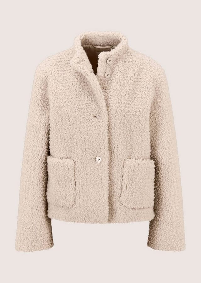 MADELEINE Outdoorjacke Kurze Teddy-Jacke Verkürzte Form & Knopfverschluss