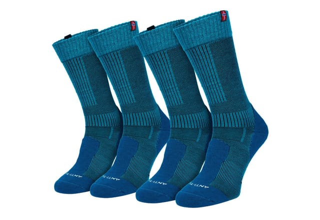 Black Snake Wandersocken Merinosocken für Frauen und Männer mit 50 % Merinowolle zum Trekking (Socken-Set, 2-Paar, Blau 39/42) Wadenlanger Schaft mit Rippbund und feinem Lochgestrick über dem Rist