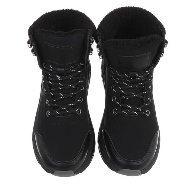 Ital-Design Damen Winterstiefel Schn ürstiefel Warmfutter Freizeit Snowboots (92497385) Keilabsatz/Wedge Stiefeletten in Schwarz