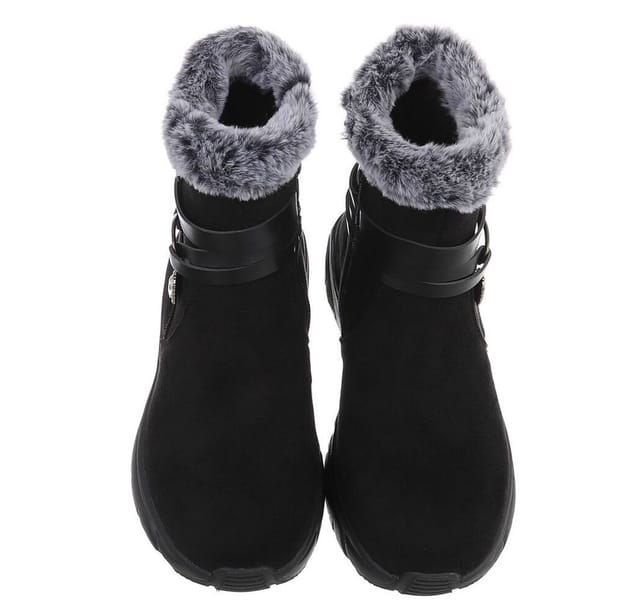 Ital-Design Damen Winterboot mit Reißverschluss und Futter Snowboots (92497422) Keilabsatz/Wedge Stiefeletten in Schwarz