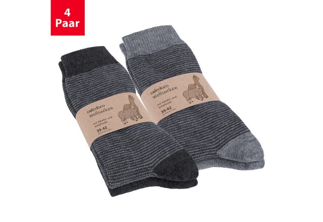 celodoro Thermosocken Damen & Herren Wollsocken mit Alpaka Uni & Ringel