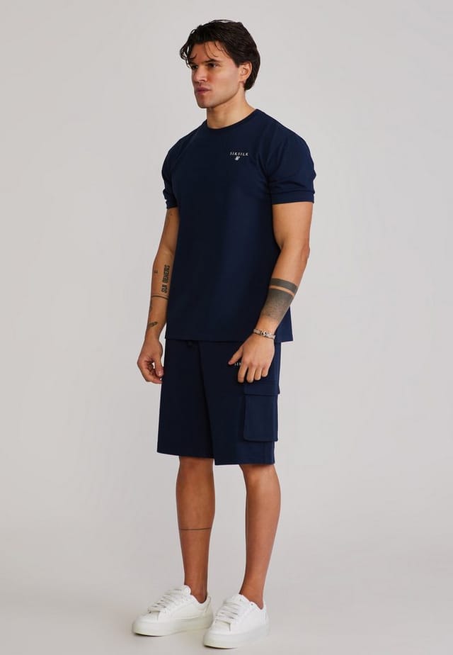 Siksilk Sweatanzug SikSilk Herren Navyblau T-Shirt and Shorts Set