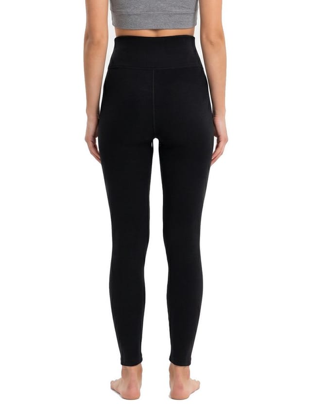Black Snake Thermoleggings Damen Winter warm mit Teddyfutter gefüttert blickdicht und hohem Bund (Einzelstück, 1-tlg., Schwarz L/XL) Rippstrick außen und Teddyfell innen zum Unterziehen beim Wintersport