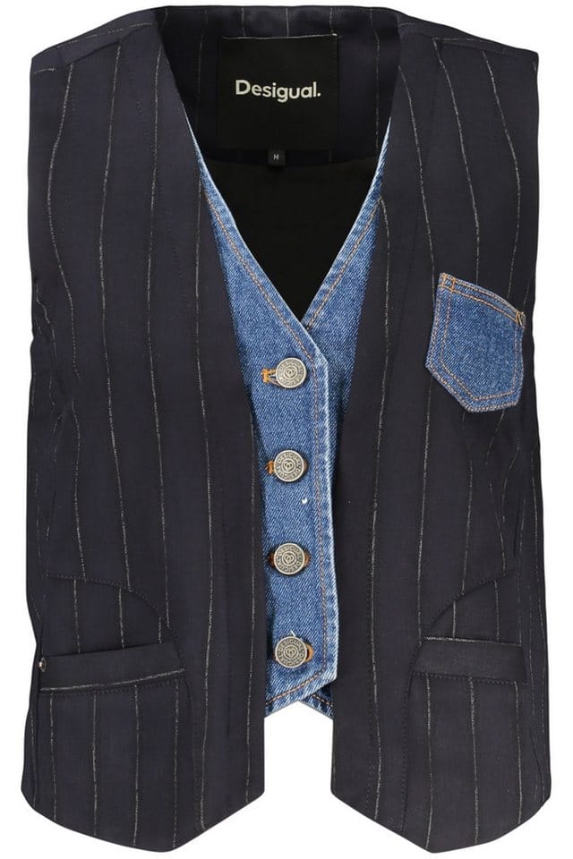 Desigual Outdoorjacke Damen Blaue Diploweste mit Kontrastdetails und Taschen