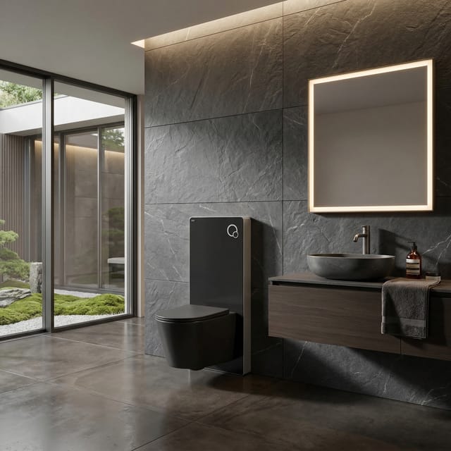 Tece Wc-komplettset Mit Ceramia Vortex Wand-wc, Spülrandlos, Softclose-sitz, Drückerplatte Schwarz Stglbce14bmt01-in