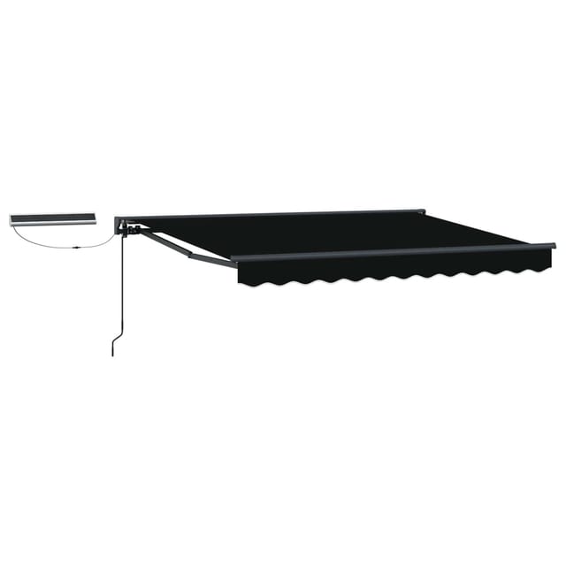 Elektrische Solarmarkise 3,5 X 2,5 M Schwarz 100% Polyester Vidaxl