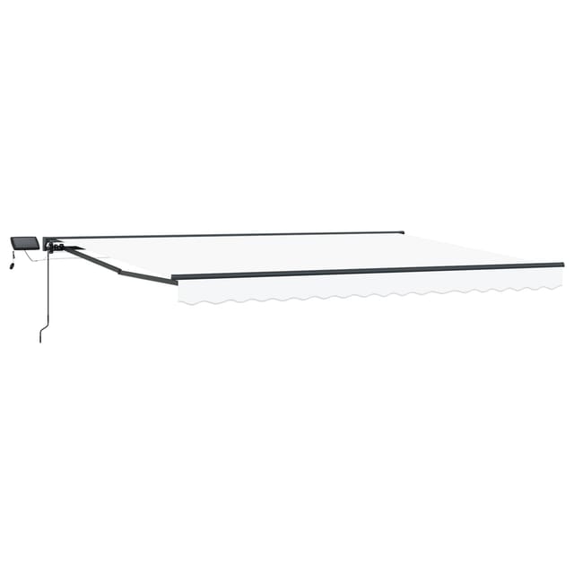 Manuelle Markise Mit Solar-led 4 X 3 M Weiß 100% Polyester Vidaxl