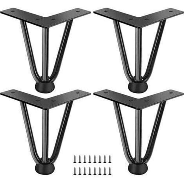 Stück Haarnadel Möbelfüße 15cm Tischbeine Aus Metall Mit Bodenschoner Und Schrauben Für Sofa Kommode Schrank Schwarz