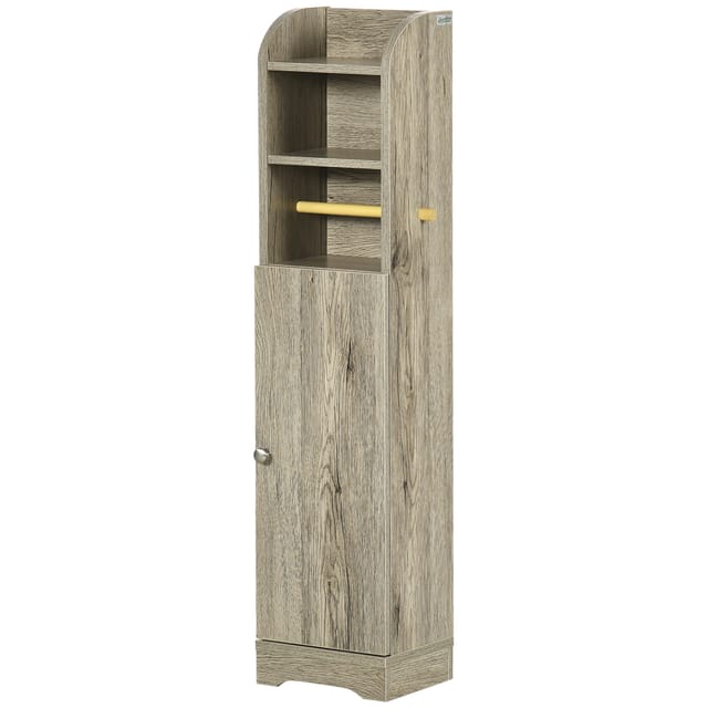 Grauer Waschtisch Mit 1 Offenem Regal, 2 Fächern Und 1 Schrank, 23 X 18 X 100 Cm
