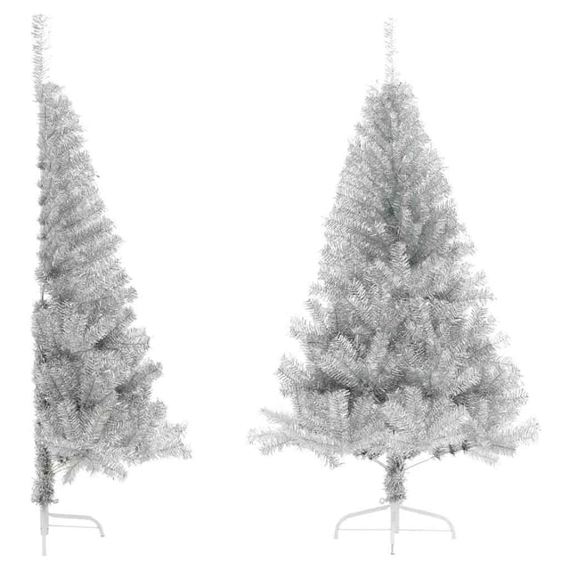 Künstlicher Halb-weihnachtsbaum Mit Ständer Silber 150 Cm Pet