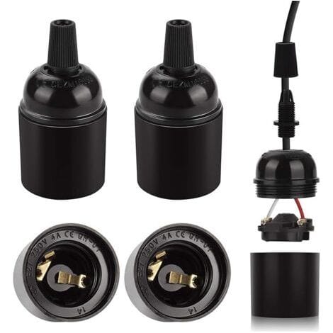 Bunthaus 4 Pièces E27 Bakélite Lumière Corps Tête De Lampe Avec 007 Boucle De Fil Bricolage Accessoires D'Éclairage Lampe Tête Support De Lampe