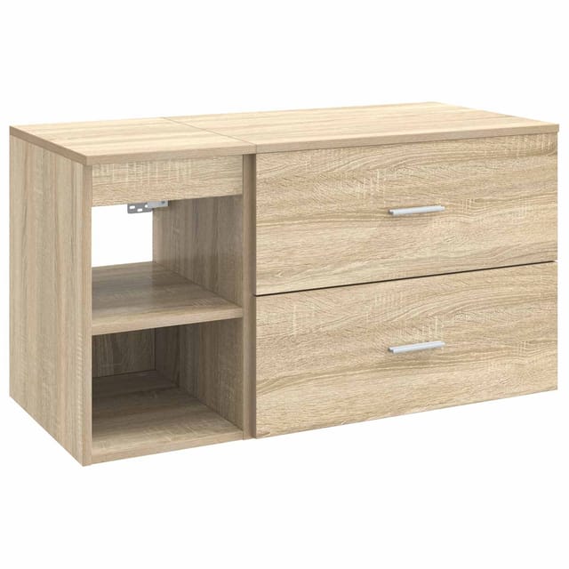 Badezimmermöbel-set Zur Wandmontage 2 Stk. Sonoma-eiche Vidaxl