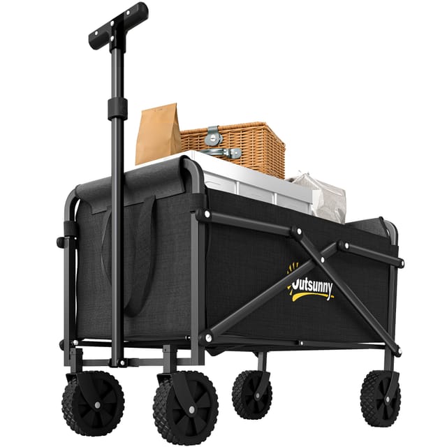 Bollerwagen Geräumig Und Vielseitig Aus Metall, Oxford-stoff Homaire 64x40x84 Cm - Schwarz