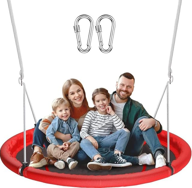 Runde Nestschaukel 110 Cm, Rot, Stahlrahmen Und Polypropylen-sitz Homvra