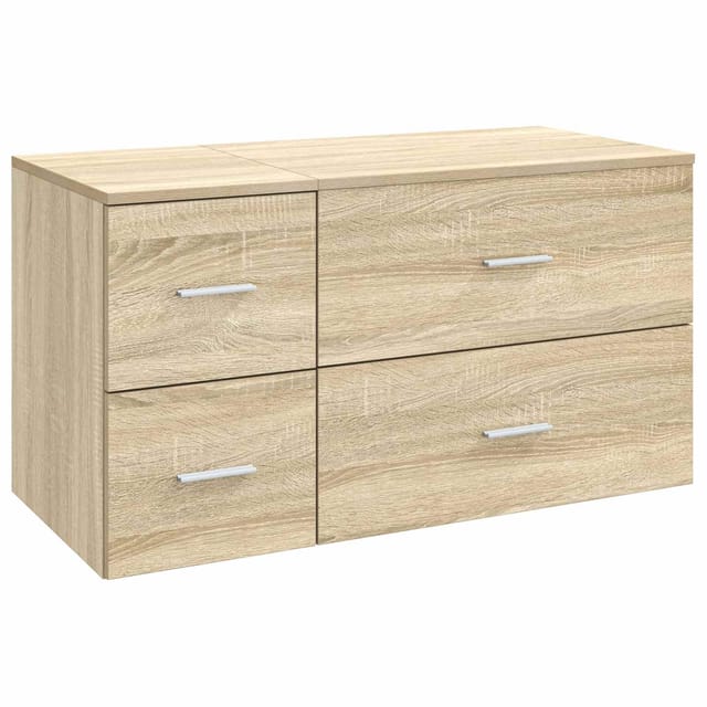 Badezimmerschrank-set 2 Stk. Sonoma-eiche 92,5 X 44,5 X 50 Cm Vidaxl