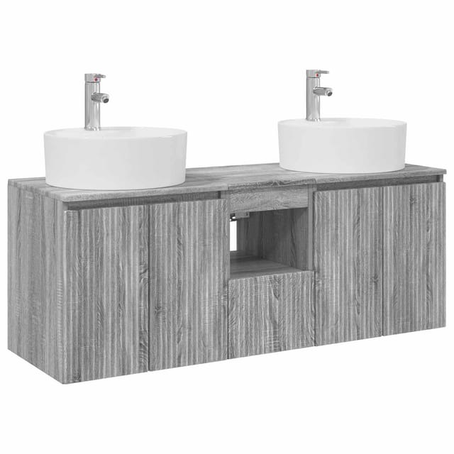 Wandmontiertes Badezimmerschrank-set 3 Stk. Grau Sonoma Vidaxl