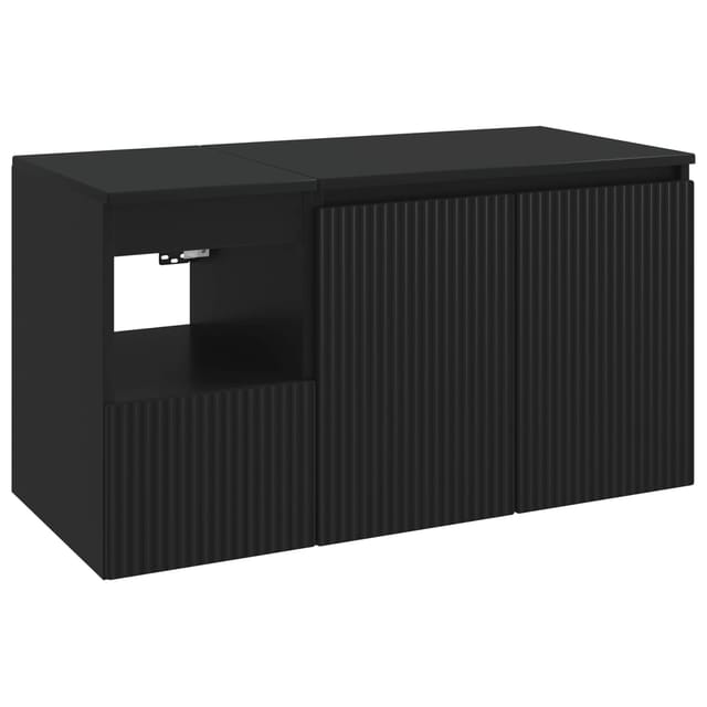 Badezimmerschrank-set 2 Stk. Schwarz 92,5 X 44,5 X 50 Cm Vidaxl
