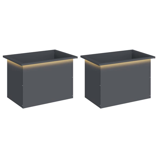 Vidaxl Garden Planter With Led 2 Pcs Antracite 40 X 60 X 40 Cm Steel