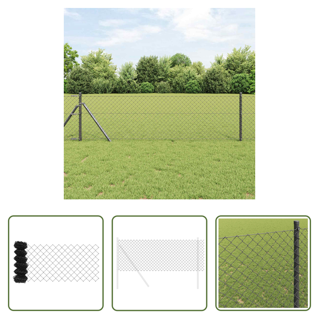 Vidaxl Außenzaun - Kettenzaun Grau 10 X 0,8 M Stahl