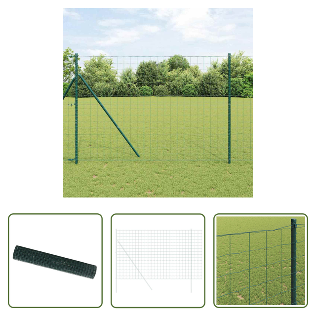 Vidaxl Terrassenzaun - Eurozaun Grün 1,6 X 10m Pvc-beschichtetes Eisen