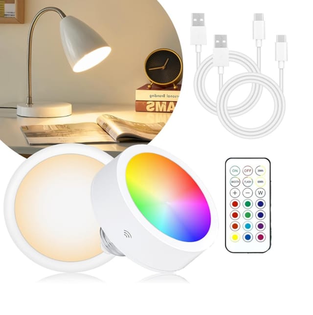 Ampoule Rechargeable À Piles Pour Douille E26 (détachable), 13 Spots Led À Température De Couleur Avec Télécommande, Intensité Variable Et Minuterie