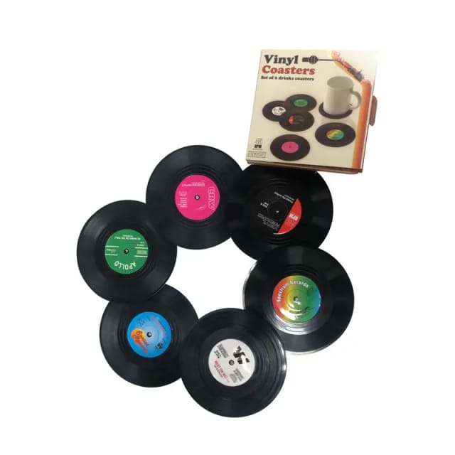 Lot De Sous Verres Design Disque Vinyle Absorbants Originaux Pour Tasses Chaudes Deco Maison Retro Et Amusante Diametre Dix Centimetres