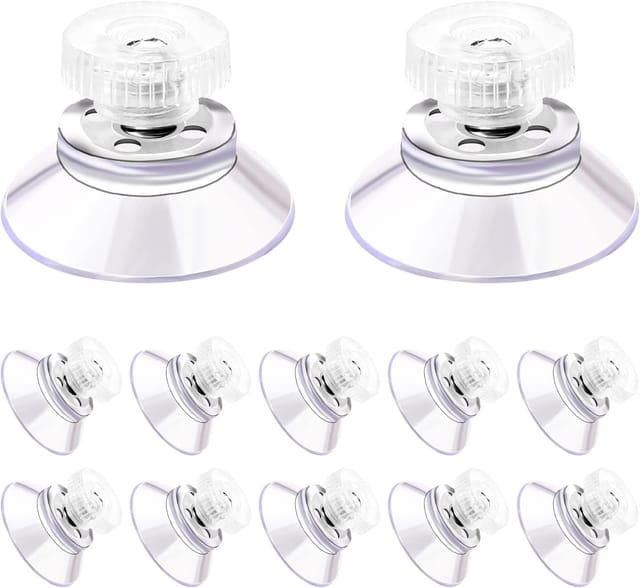 Lot De Douze Ventouses Extra Fortes Avec Ecrou Moleté Fileté Pour Fixation De Miroirs Vitrages Et Panneaux Sans Perçage
